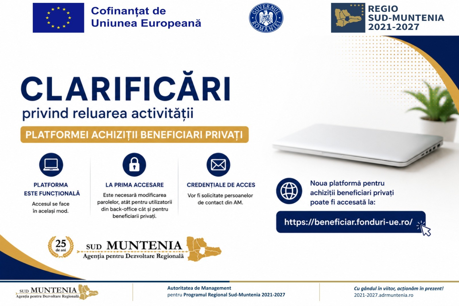 ÎN ATENȚIA BENEFICIARILOR PRIVAȚI – PROCEDURI COMPETITIVE AFECTATE DE INDISPONIBILITATEA PLATFORMEI „ACHIZIȚII BENEFICIARI PRIVAȚI”